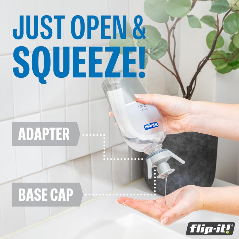 Flip-It! 2-Pack Premium Bottle Emptying Kit â€“ No more wasted product - Fits most plastic bottles â€“ Get out every drop of Shampoos, Lotions, & More â€“ 2 Base Caps, 6 Adapters â€“ Pastel Color Edition - Image 5